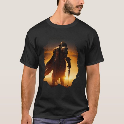 Epic knight at sunset on the field T-Shirt (Vorderseite)