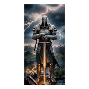 Epic Knight Warrior Digital Poster Mittelalterlich