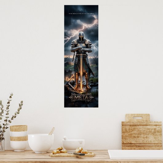 Epic Knight Warrior Digital Poster Mittelalterlich (Küche)