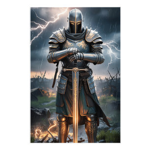 Epic Knight Warrior Digital Poster Mittelalterlich