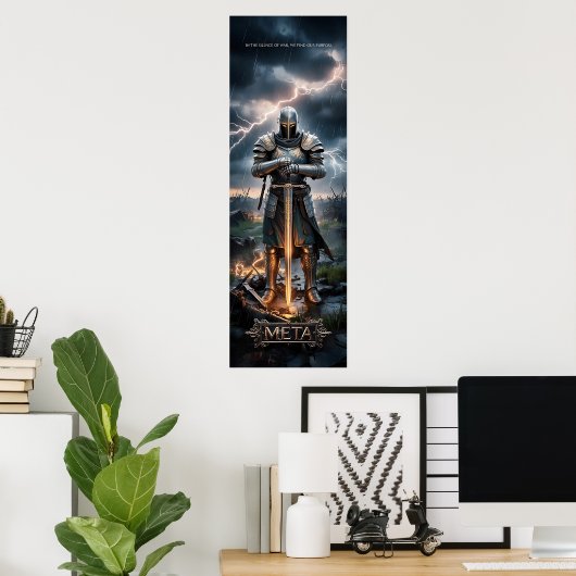 Epic Knight Warrior Digital Poster Mittelalterlich (Heimbüro)