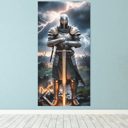 Epic Knight Warrior Digital Poster Mittelalterlich Leinwanddruck (Insitu (Holzboden))