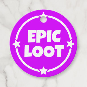Epic Loot Gamer Neon Lila Star Text Slogan Geschenkanhänger