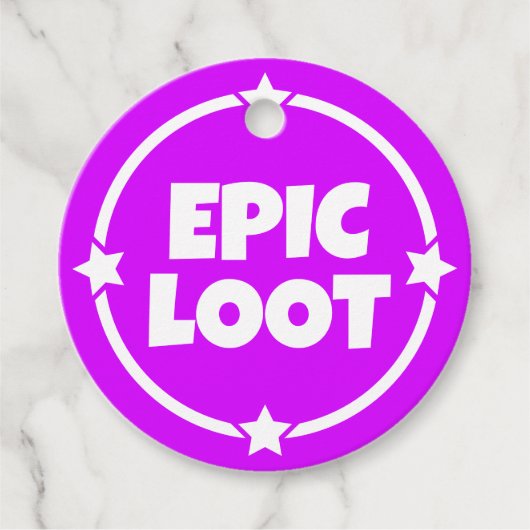 Epic Loot Gamer Neon Lila Star Text Slogan Geschenkanhänger (Vorderseite)