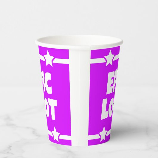Epic Loot Gamer Neon Lila Star Text Slogan Pappbecher (Rechts)