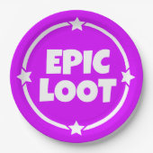 Epic Loot Gamer Neon Lila Text Slogan Paper Plakat Pappteller (Vorderseite)