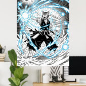 Epic Manga Style Cat Warrior Energy Blast UFO Poster (Heimbüro)