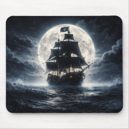 Epic Pirate Ship Moon Mouse Pad – Dark Ocean Pirat Mousepad