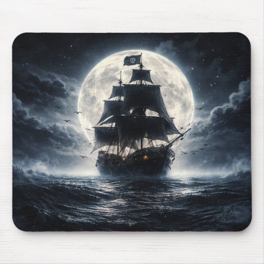 Epic Pirate Ship Moon Mouse Pad – Dark Ocean Pirat Mousepad (Vorne)