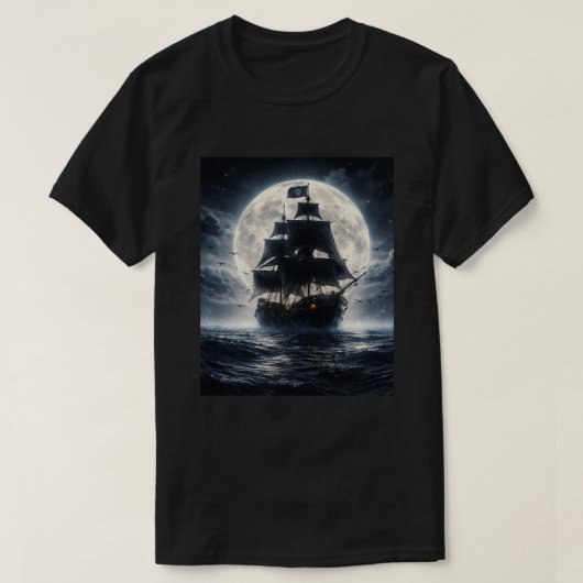 Epic Pirate Ship Moon T-Shirt – Dark Ocean Pirate  (Design vorne)
