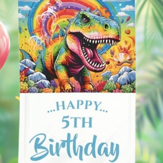 Epic Rainbow Dinosaur Geburtstagsparty Banner