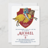 Epic Red Medieval Knight Jousting Boy Turnament Einladung (Vorderseite)