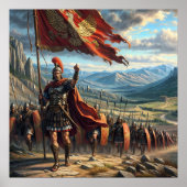 Epic Red Realistic Roman Legion Landscape Poster (Vorne)