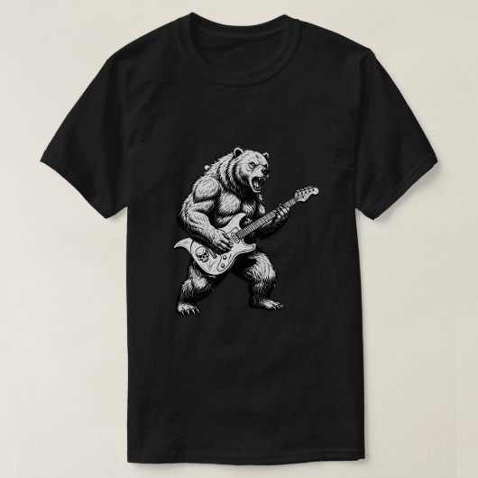 Epic Rock Guitar Bear Black & White Men’s T-Shirt (Design vorne)
