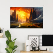 Epic Rock Mountains - Fantasy Art Poster (Heimbüro)