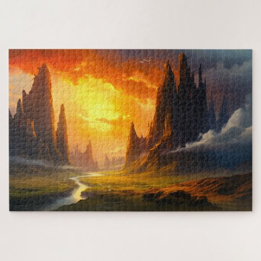 Epic Rock Mountains - Fantasy Art Puzzle (Horizontal)