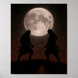 Epic Samurai Duel Under Full Moon Poster