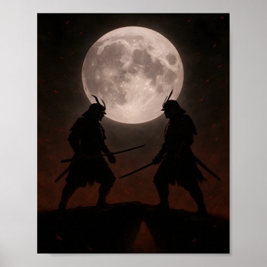 Epic Samurai Duel Under Full Moon Poster (Vorne)