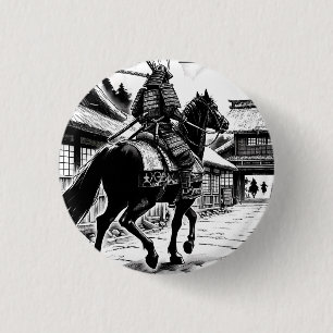 Epic Samurai Rider Manga Art Print Button