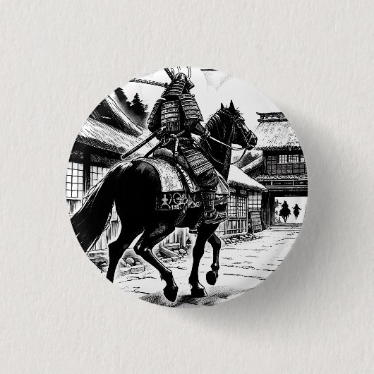 Epic Samurai Rider Manga Art Print Button (Vorderseite)