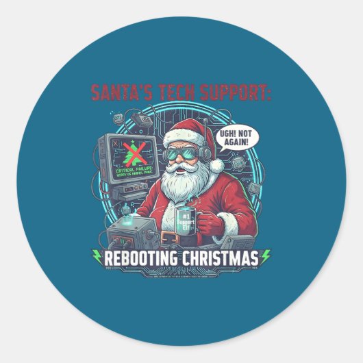 Epic Santa s Support Rebooting Tech Runder Aufkleber (Vorderseite)