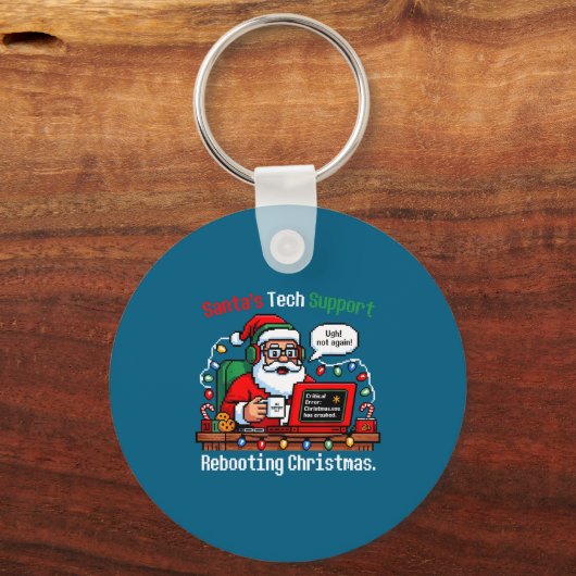 Epic Santa s Support Tech Rebooting IT Computer Schlüsselanhänger (Vorderseite)