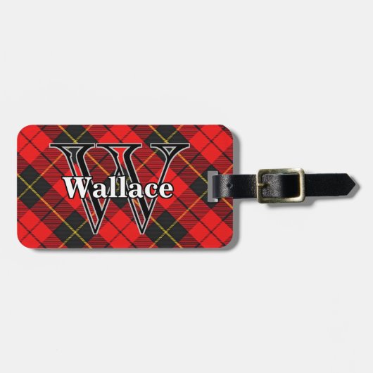 Epic Scotland Clan Wallace Red and Black Tartan Gepäckanhänger (Vorderseite horizontal)