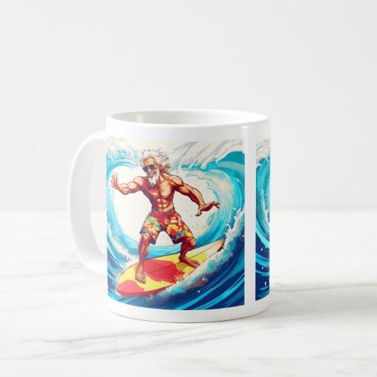 Epic Senior Surfer Riding Waves mit Style Kaffeetasse (Vorderseite Links)