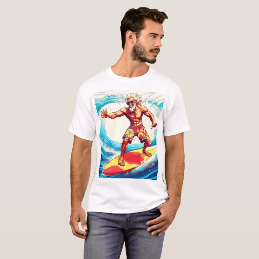 Epic Senior Surfer Riding Waves mit Style T-Shirt (Vorne ganz)