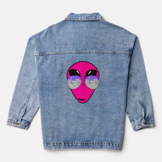 Epic Shades Alien Head Cool Pink Art Jeansjacke (Rückseite)