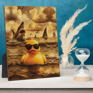 Epic Shark Attack with Brave Rubber Duck Fotoplatte