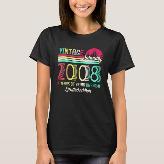 Epic Since January 2008 14 Years Old Born January  T-Shirt (Vorderseite)