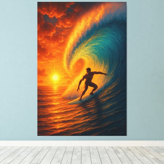Epic Sunset Surf Wave - Ocean Leinwand Mauer (Insitu (Holzboden))