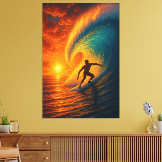 Epic Sunset Surf Wave - Ocean Leinwand Mauer (Insitu (Wohnzimmer))
