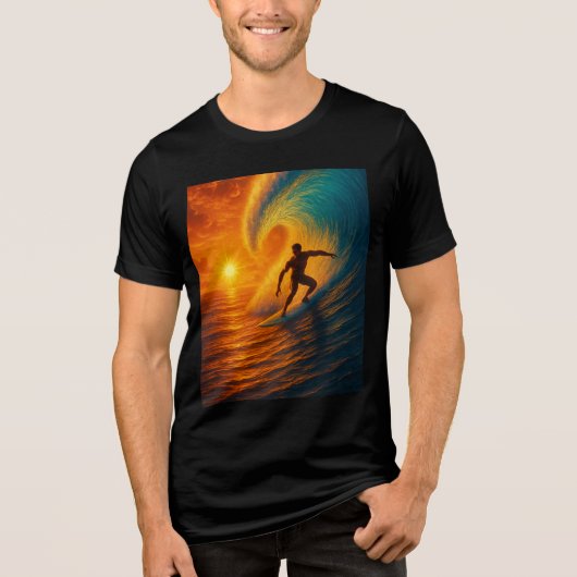Epic Sunset Wave Surfer - Ocean Tri Blend Shirt (Vorderseite)