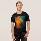 Epic Sunset Wave Surfer - Ocean Tri Blend Shirt (Vorderseite voll)