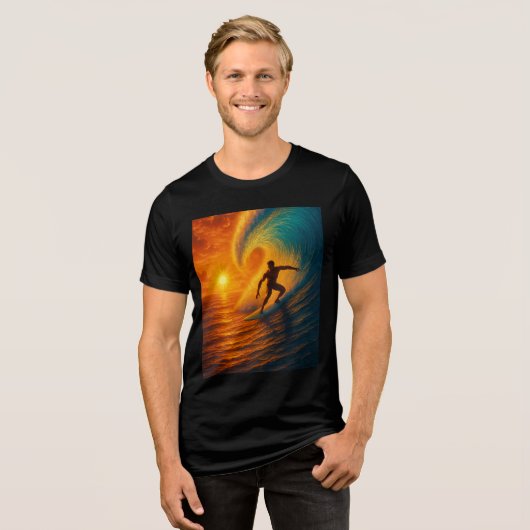 Epic Sunset Wave Surfer - Ocean Tri Blend Shirt (Vorderseite voll)