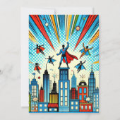 Epic Superhero Geburtstagsparty Einladung (Rückseite)