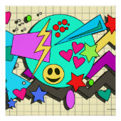 Epic Toon Neon Happy Vibes Flashback Art Poster (Vorderseite)