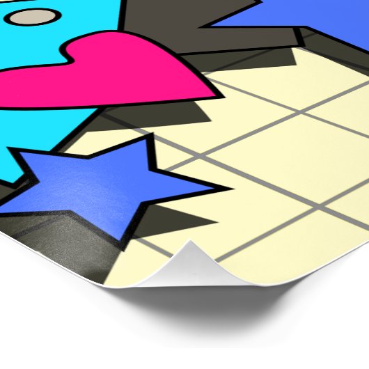 Epic Toon Neon Happy Vibes Flashback Art Poster (Ecke)