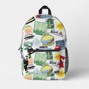 Epic Travel Logos Collage Design Tourist Bedruckter Rucksack