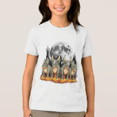Epic Triceratops Dinosaur – Fiery Moonlight Prehis Tri-Blend Shirt (Vorderseite)