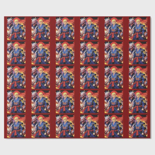 Epic Trump Samurai Anime Geschenkpapier (Flach)