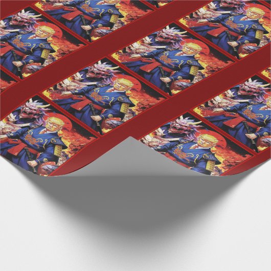 Epic Trump Samurai Anime Geschenkpapier (Ecke)