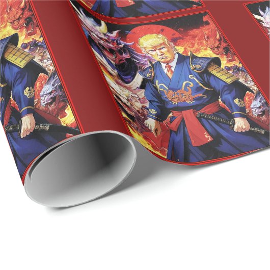 Epic Trump Samurai Anime Geschenkpapier (Rolleneckpunkt)