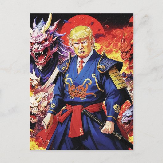 Epic Trump Samurai Anime Postkarte (Vorderseite)
