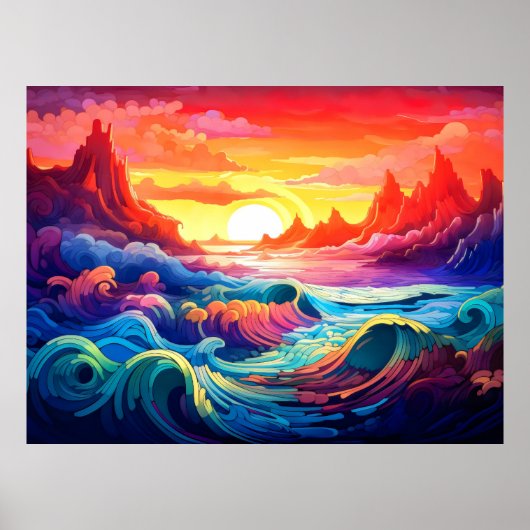 Epic Waves Sonnenuntergang Ozean 5 Poster (Vorne)