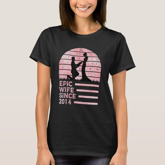 Epic Wife Since 2014 8th Wedding Anniversary Retro T-Shirt (Vorderseite)
