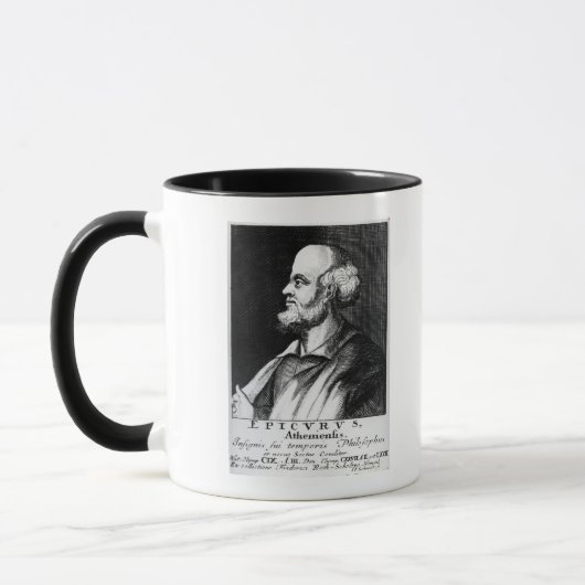 Epicurus, graviert von Johann Fredrich Schmidt Tasse (Links)