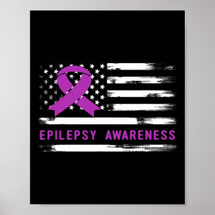 Epilepsie Awareness American Flag Lila Band Poster